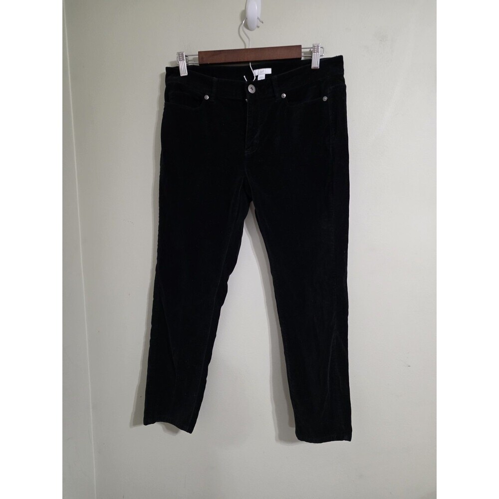 J. JILL Blue Black Soft Velvet Skinny Velour Stretch Pants Size 8 P Petite